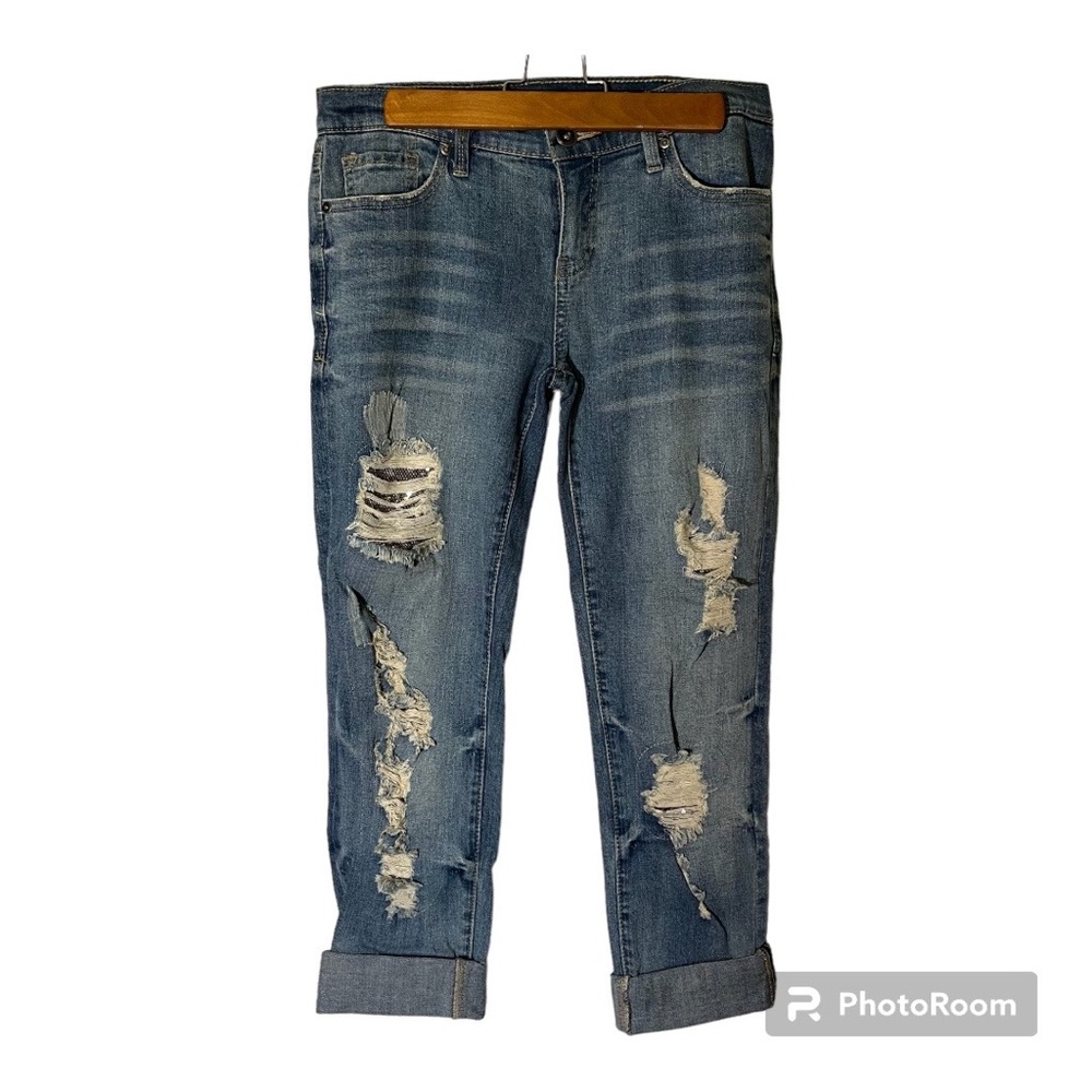 NWOT Standards & Practices Womens size 26 Crop Skinny Jeans Shredded Distressed